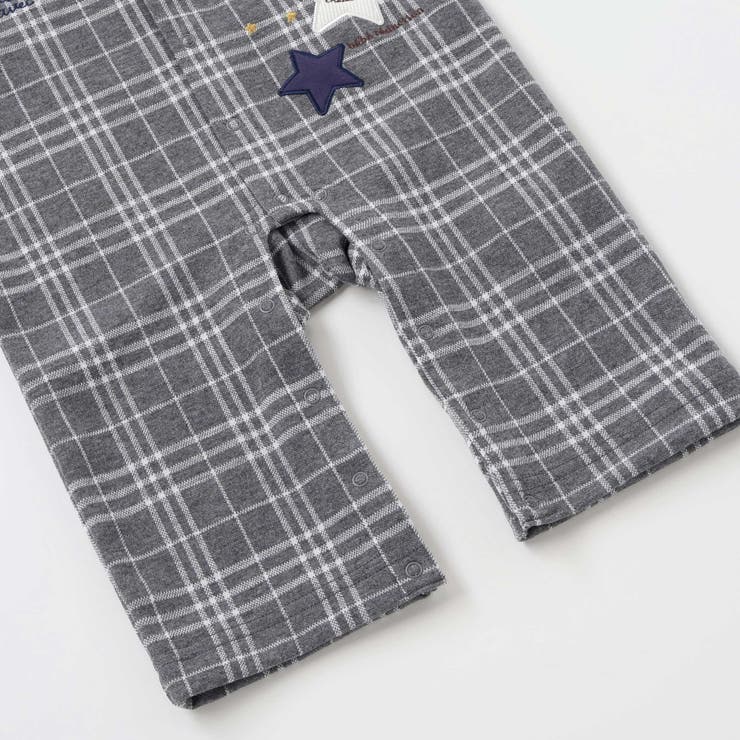 【お揃い】重ね着風チェック柄ジャガード星パッチワークカバーオール(70~80cm… | fillot de bébé réduction | 詳細画像11 