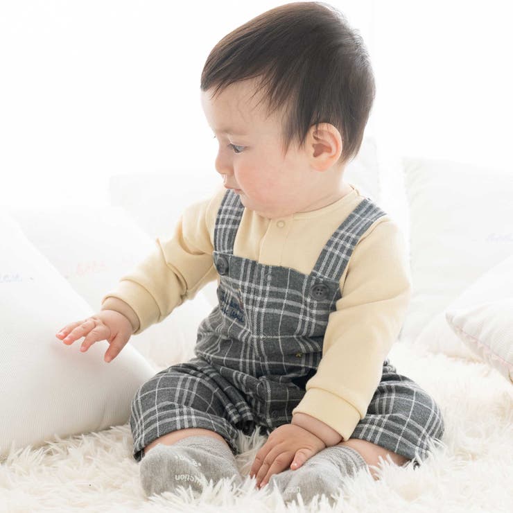 【お揃い】重ね着風チェック柄ジャガード星パッチワークカバーオール(70~80cm… | fillot de bébé réduction | 詳細画像3 