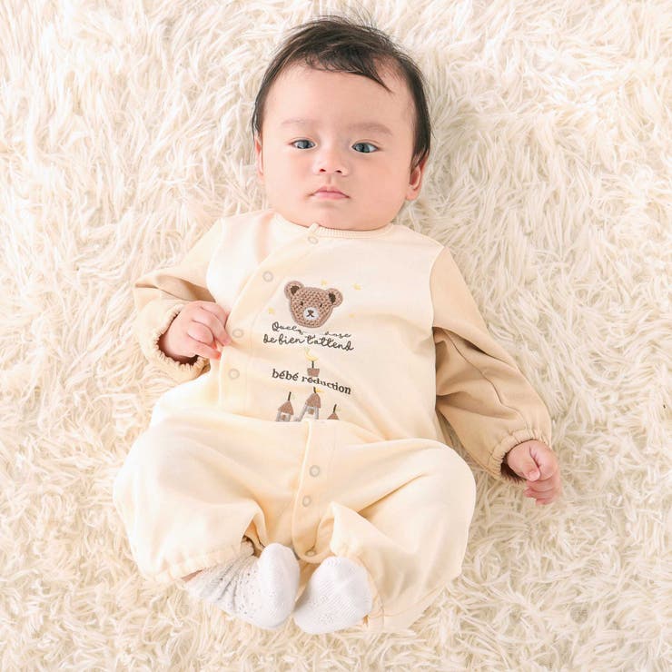 裏毛クマパッチ長袖2wayオール(50~75cm) | fillot de bébé réduction | 詳細画像3 