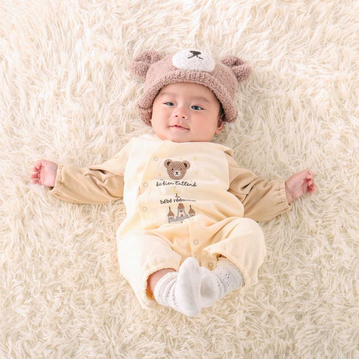 裏毛クマパッチ長袖2wayオール(50~75cm) | fillot de bébé réduction | 詳細画像4 