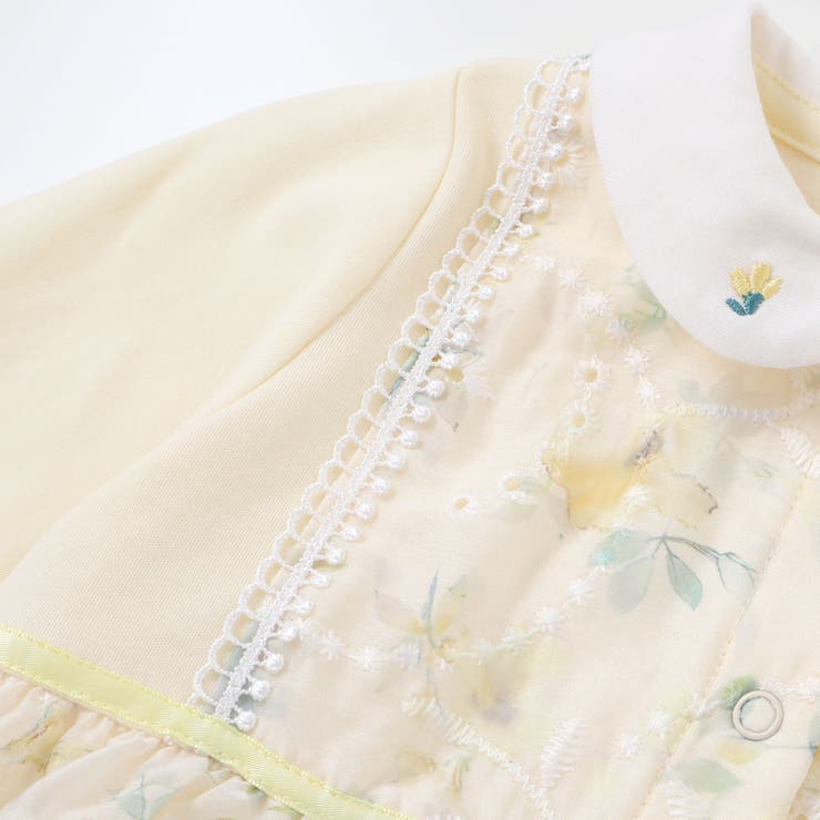 【お揃い】オーガンジー花柄プリントスカート付き長袖カバーオール(70~80cm) | fillot de bébé réduction | 詳細画像10 