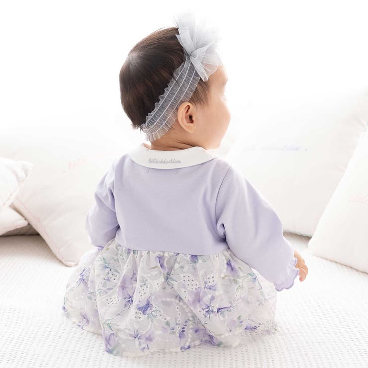 【お揃い】オーガンジー花柄プリントスカート付き長袖カバーオール(70~80cm) | fillot de bébé réduction | 詳細画像6 