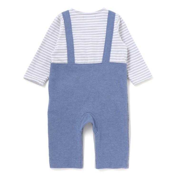 【お揃い】ボーダーTシャツ重ね着風長袖ロンパース(70~80cm) | fillot de bébé réduction | 詳細画像3 