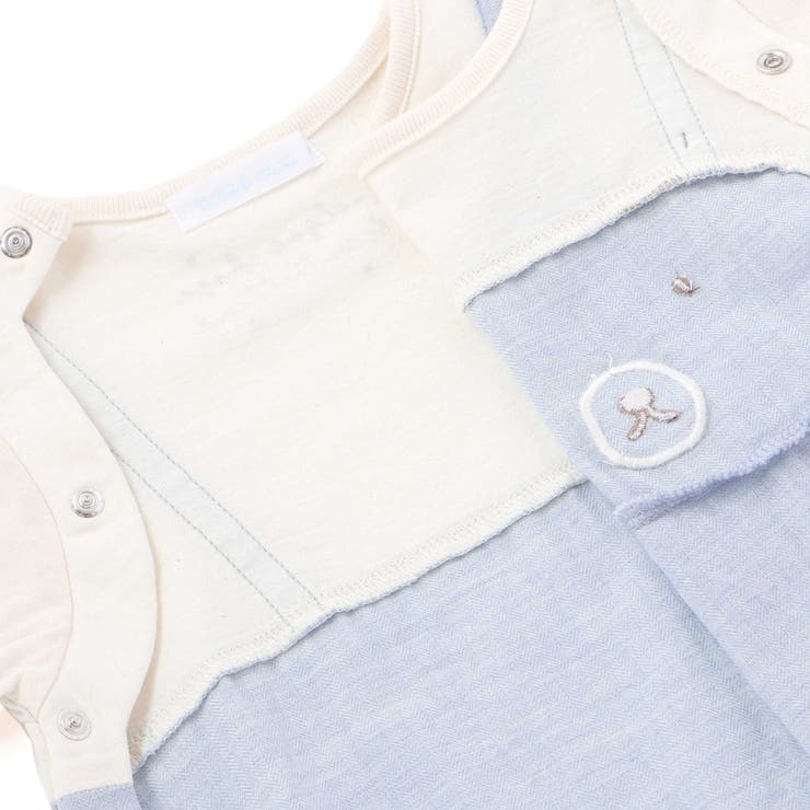 オーガニックコットンクマパッチ半袖カバーオール(70~80cm) | fillot de bébé réduction | 詳細画像14 