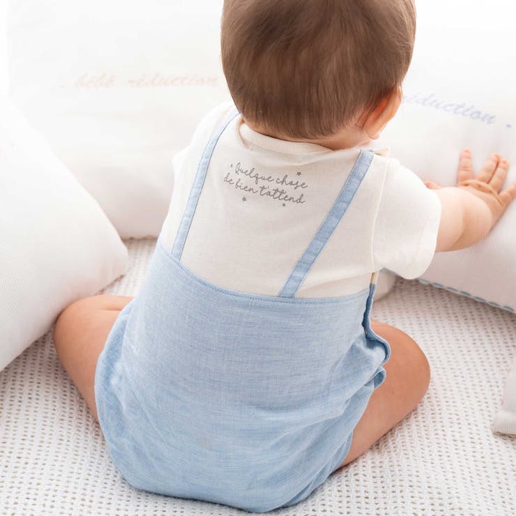 オーガニックコットンクマパッチ半袖カバーオール(70~80cm) | fillot de bébé réduction | 詳細画像4 