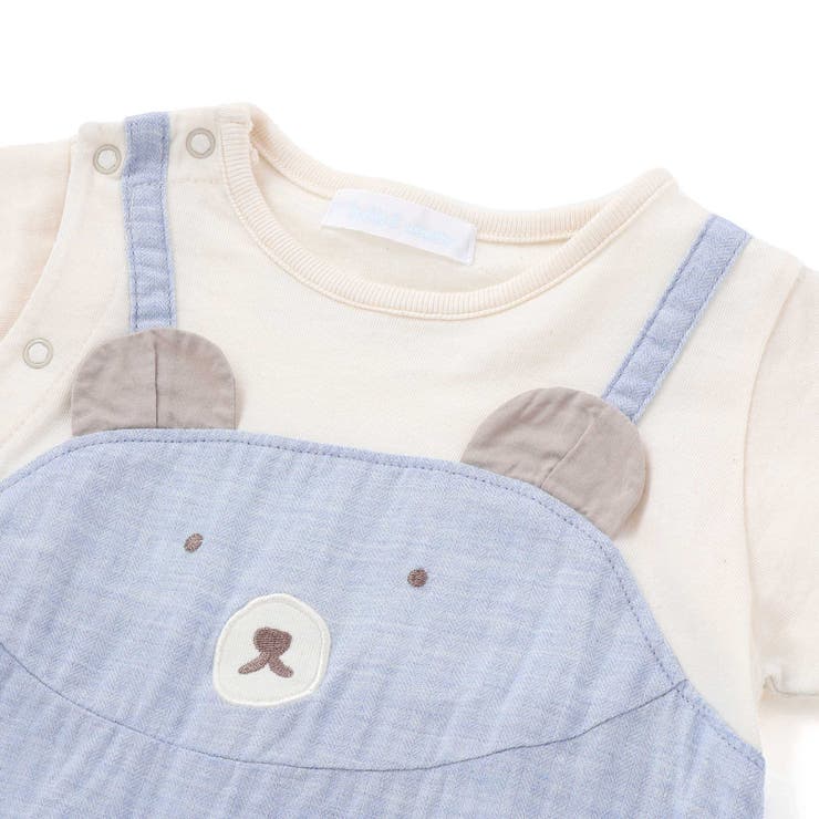 オーガニックコットンクマパッチ半袖カバーオール(70~80cm) | fillot de bébé réduction | 詳細画像7 