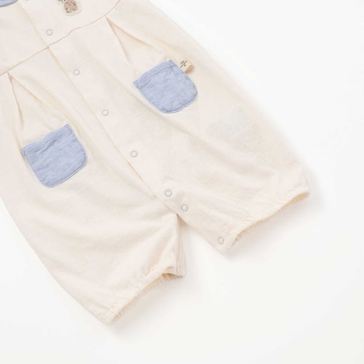 オーガニックコットンクマパッチ半袖2WAYオール(50~75cm) | fillot de bébé réduction | 詳細画像14 