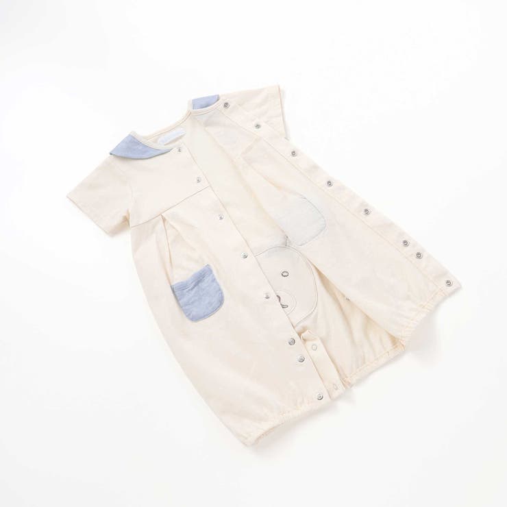 オーガニックコットンクマパッチ半袖2WAYオール(50~75cm) | fillot de bébé réduction | 詳細画像15 