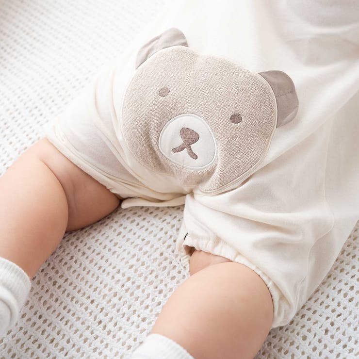 オーガニックコットンクマパッチ半袖2WAYオール(50~75cm) | fillot de bébé réduction | 詳細画像4 
