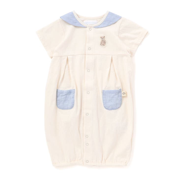 オーガニックコットンクマパッチ半袖2WAYオール(50~75cm) | fillot de bébé réduction | 詳細画像6 