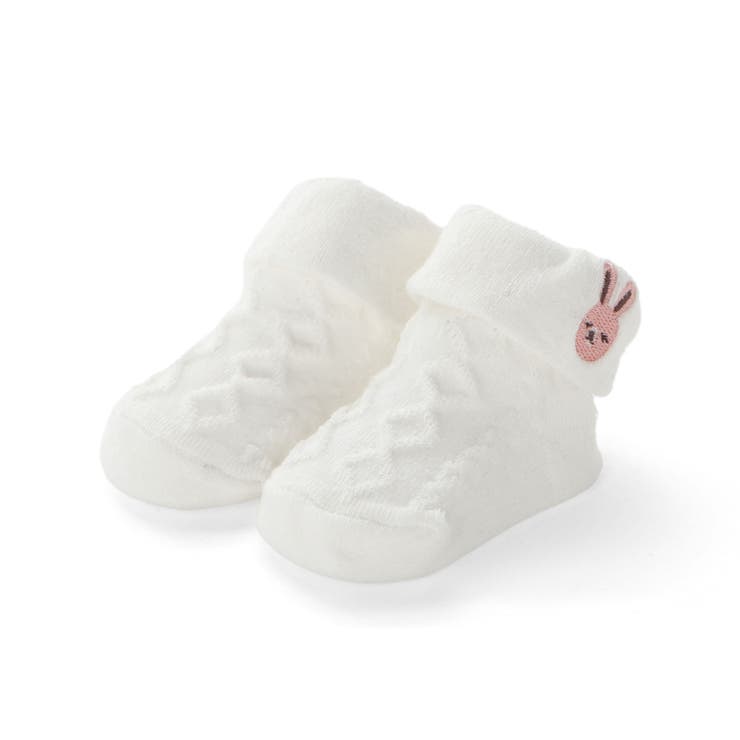 【お揃い】折り返しウサギ刺しゅうソックス(8~13cm) | fillot de bébé réduction | 詳細画像1 