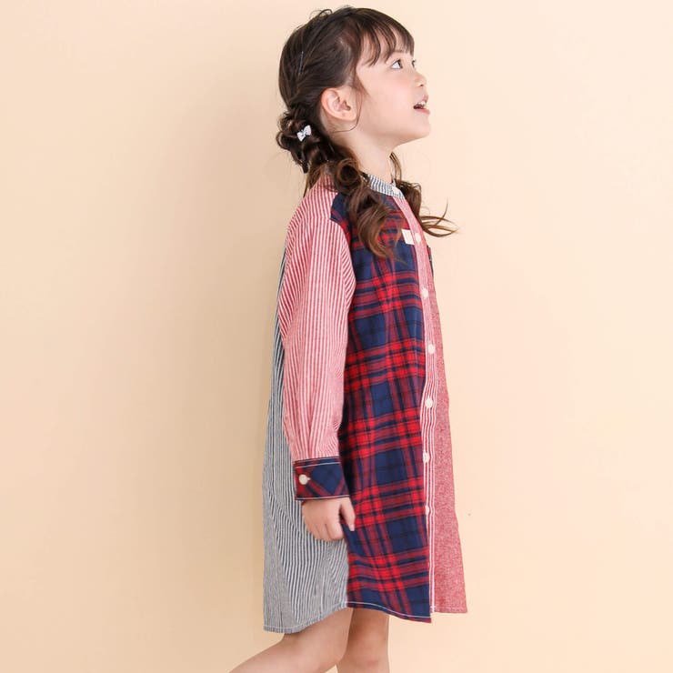 【お揃い】クレイジーパターンシャツワンピース(80~130cm) | Noeil aime BeBe | 詳細画像4 