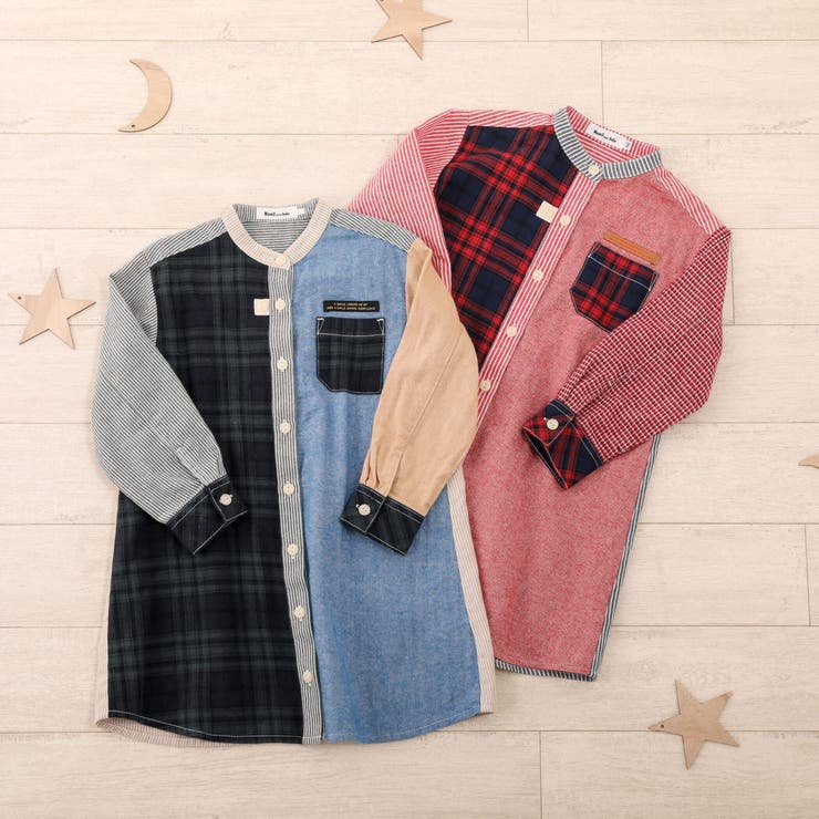 【お揃い】クレイジーパターンシャツワンピース(80~130cm) | Noeil aime BeBe | 詳細画像6 