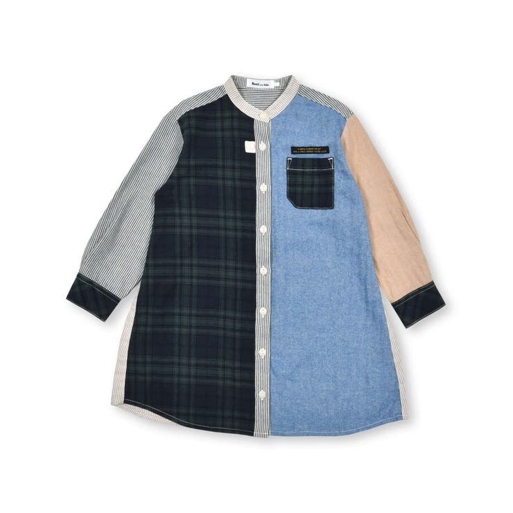 ネイビー系 | 【お揃い】クレイジーパターンシャツワンピース(80~130cm) | Noeil aime BeBe