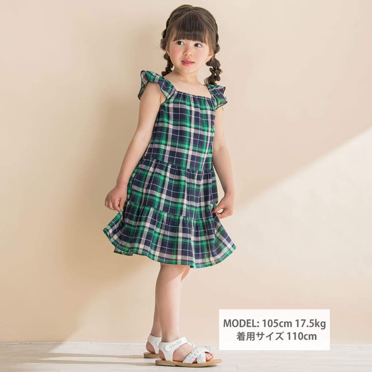 お揃い】チェックティアードサンドレス(90~130cm)[品番：BEBK0009093]｜Noeil aime  BeBe（ノイユエームベベ）のキッズファッション通販｜SHOPLIST（ショップリスト）