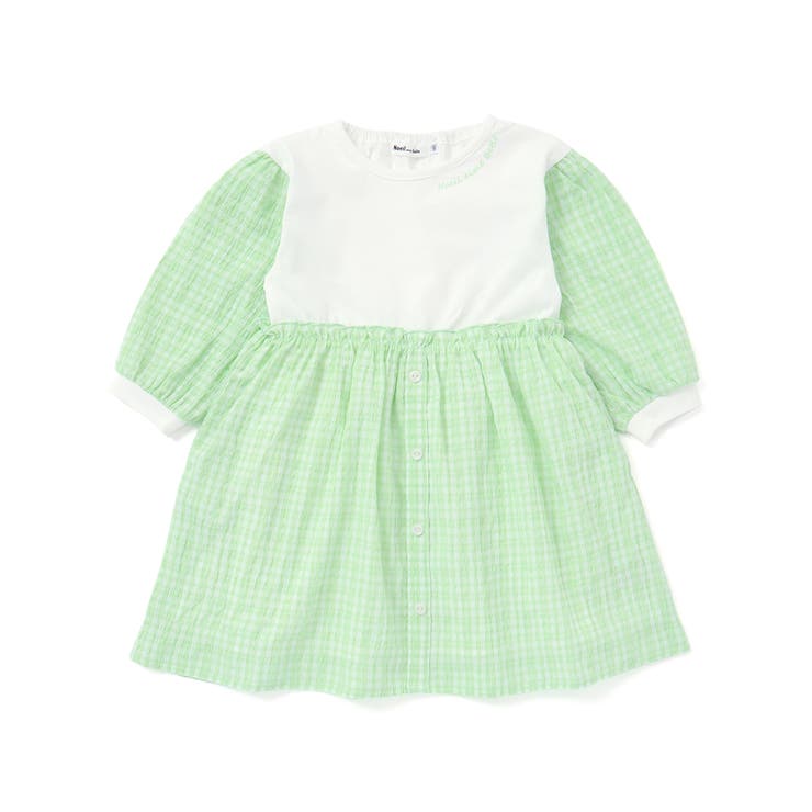 天竺ワッシャーチェックドッキングワンピース(80~130cm) | Noeil aime BeBe | 詳細画像6 
