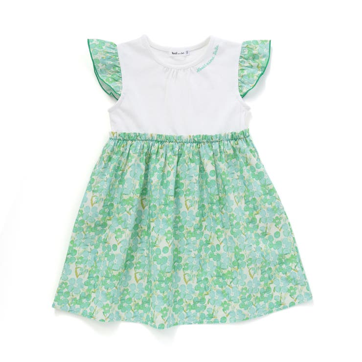 【お揃い】水彩花柄プリント天竺ドッキングワンピース(80~130cm) | Noeil aime BeBe | 詳細画像7 