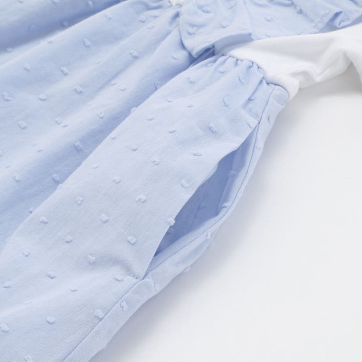 【お揃い】ドットドビーｘストレッチフライス肩フリルドッキングワンピース(80~1… | Noeil aime BeBe | 詳細画像15 