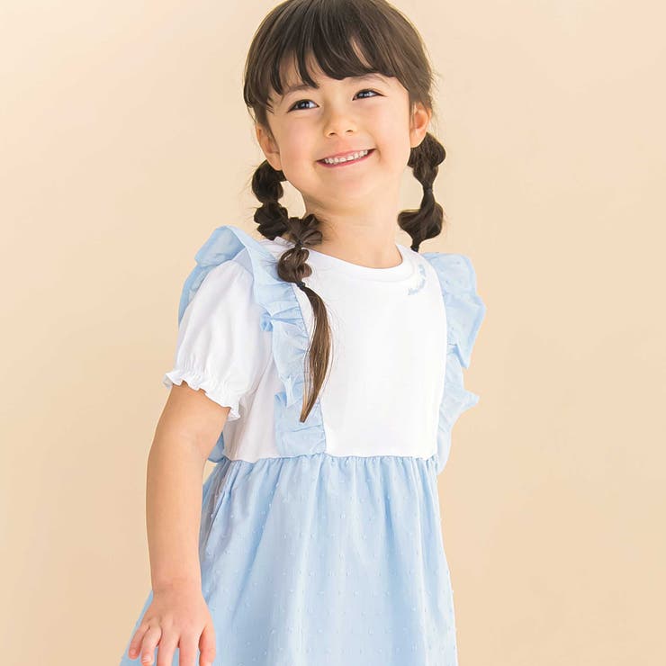 【お揃い】ドットドビーｘストレッチフライス肩フリルドッキングワンピース(80~1… | Noeil aime BeBe | 詳細画像7 