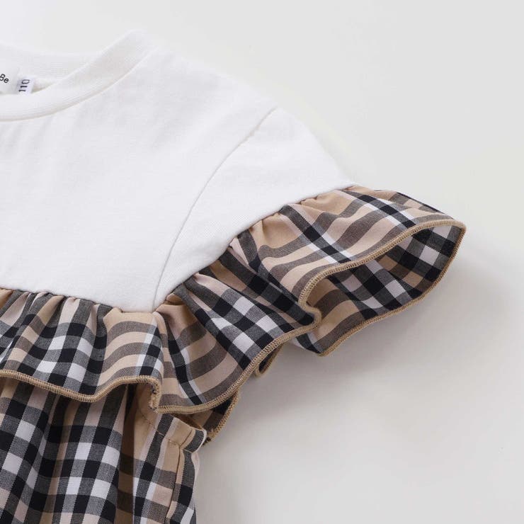 【お揃い】チェック柄ボーダー柄フリル付きワンピース(80~130cm) | Noeil aime BeBe | 詳細画像15 