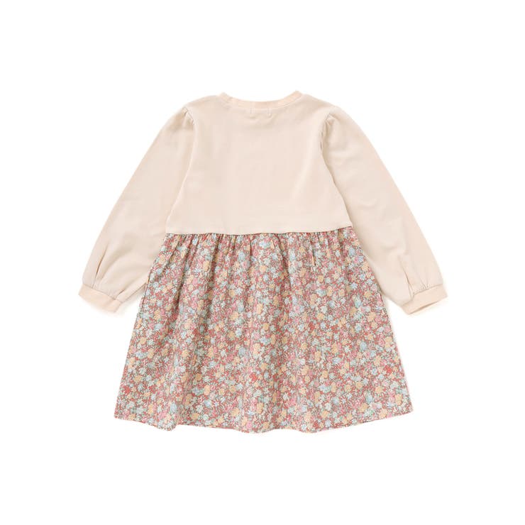 【お揃い】花柄付け襟＋花柄切り替えスムース長袖ワンピース(80~130cm) | Noeil aime BeBe | 詳細画像23 