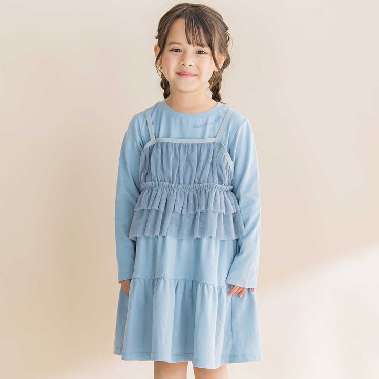 ラメチュールキャミｘ天竺ワンピースセット(80~130cm) | Noeil aime BeBe | 詳細画像1 