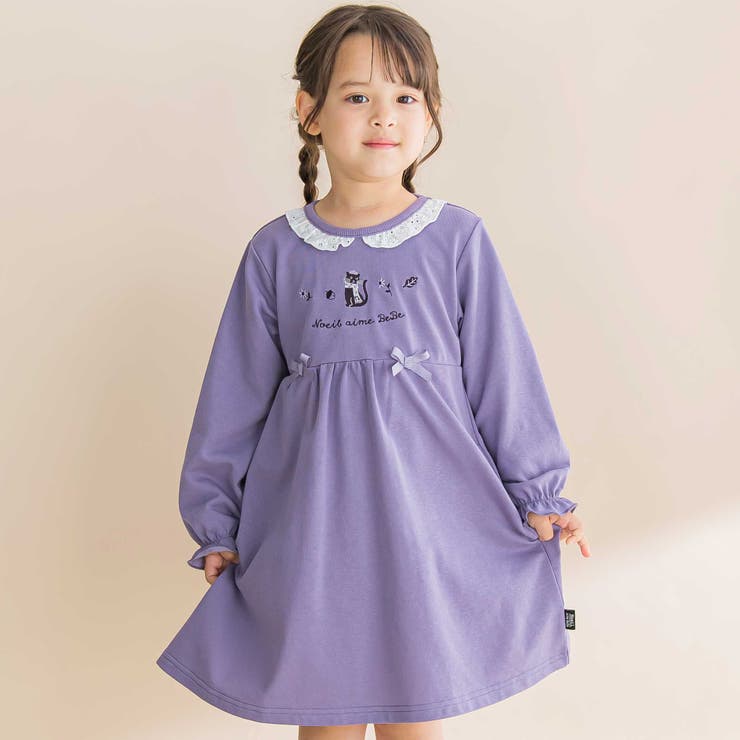 レースフリル襟インレイワンピース(80~130cm) | Noeil aime BeBe | 詳細画像1 