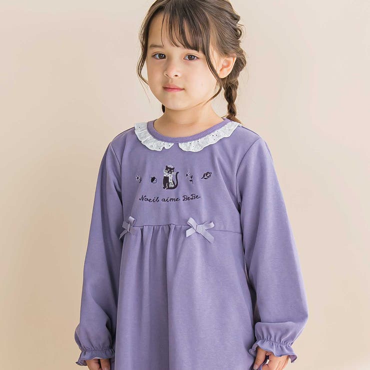 レースフリル襟インレイワンピース(80~130cm) | Noeil aime BeBe | 詳細画像4 