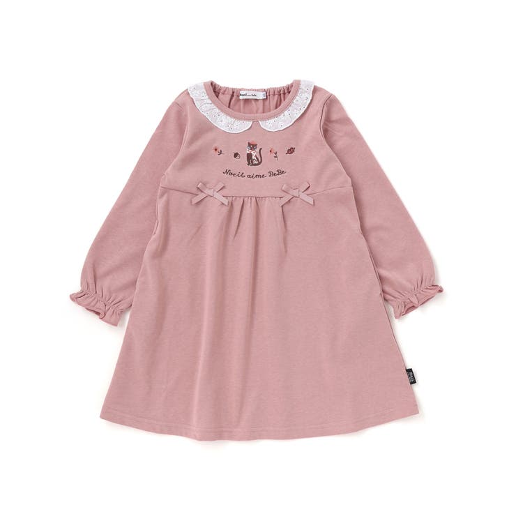 ピンク | レースフリル襟インレイワンピース(80~130cm) | Noeil aime BeBe