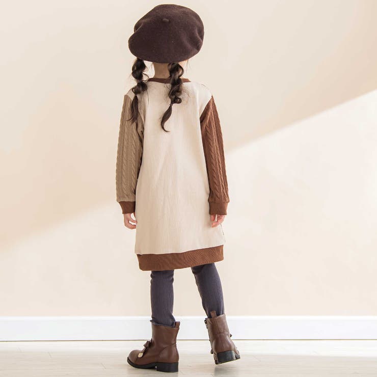 飛び裏毛ｘケーブルJQニットブロック切り替えワンピース | Noeil aime BeBe | 詳細画像5 