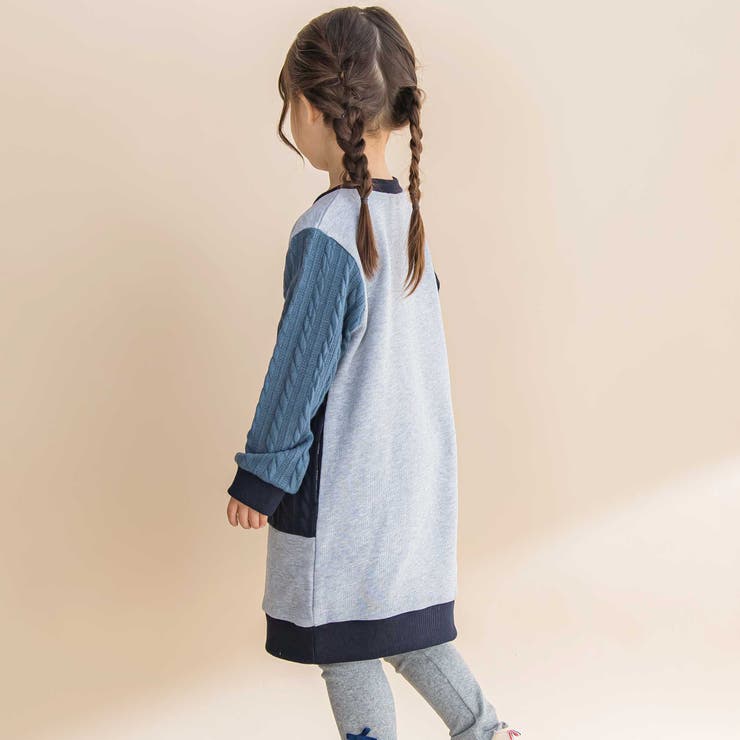 飛び裏毛ｘケーブルJQニットブロック切り替えワンピース | Noeil aime BeBe | 詳細画像7 