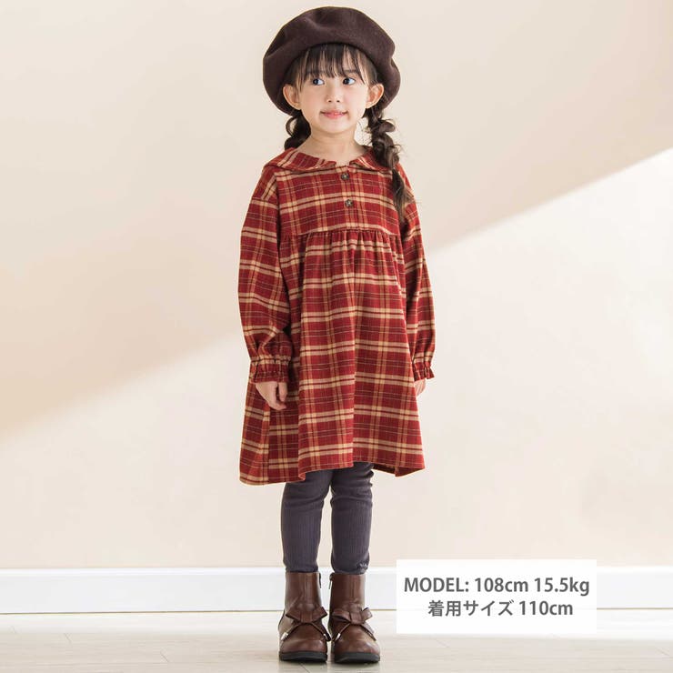 【お揃い】チェック柄セーラー襟ワンピース(80~130cm) | Noeil aime BeBe | 詳細画像2 