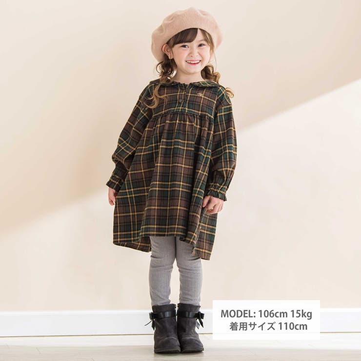 【お揃い】チェック柄セーラー襟ワンピース(80~130cm) | Noeil aime BeBe | 詳細画像4 