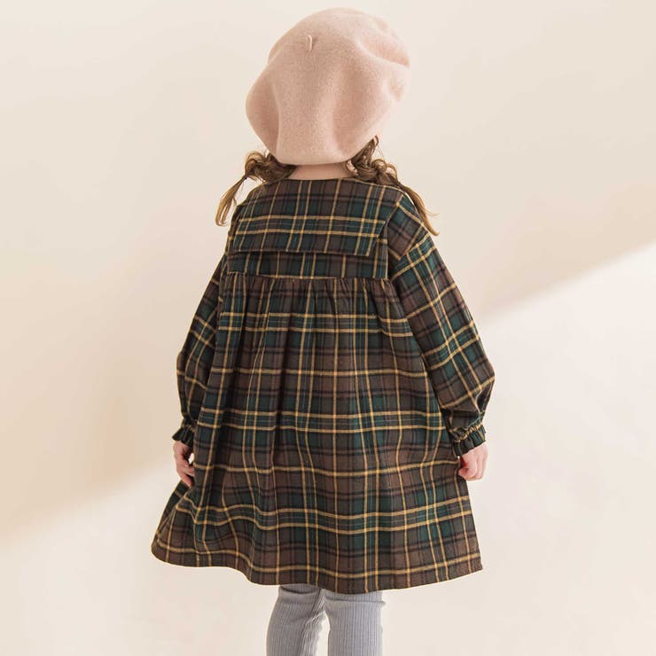 【お揃い】チェック柄セーラー襟ワンピース(80~130cm) | Noeil aime BeBe | 詳細画像5 
