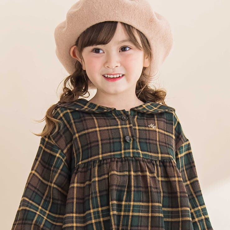 【お揃い】チェック柄セーラー襟ワンピース(80~130cm) | Noeil aime BeBe | 詳細画像6 