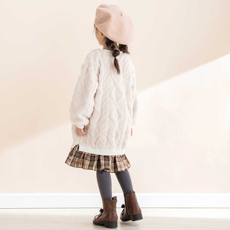 【お揃い】ケーブルボアｘタータンチェックワンピース(80~130cm) | Noeil aime BeBe | 詳細画像3 