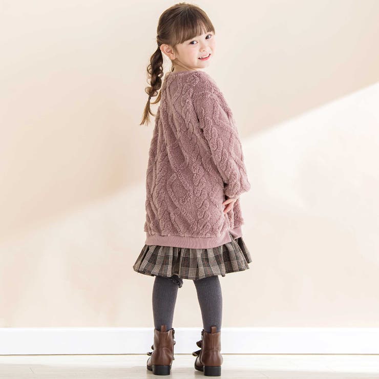 【お揃い】ケーブルボアｘタータンチェックワンピース(80~130cm) | Noeil aime BeBe | 詳細画像6 