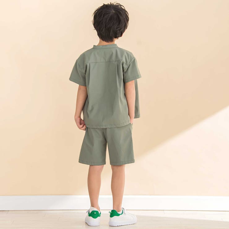 【お揃い】リップストップ ダンガリー半袖シャツ+パンツセットアップ(90~130… | Noeil aime BeBe | 詳細画像3 