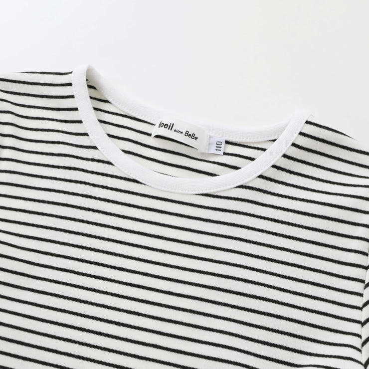 ツイル肩フリルジャンパースカート＋ボーダー長袖Tシャツセット | Noeil aime BeBe | 詳細画像11 