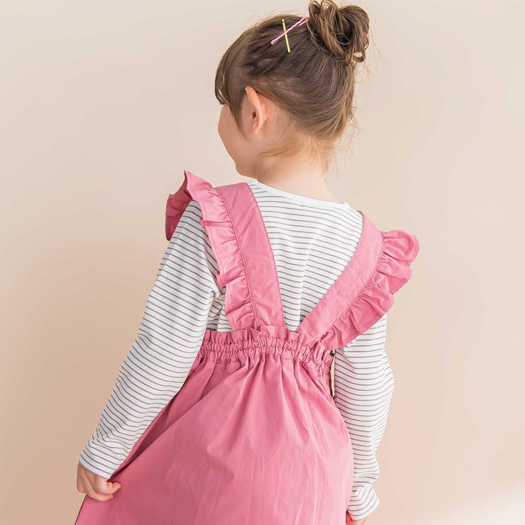 ツイル肩フリルジャンパースカート＋ボーダー長袖Tシャツセット | Noeil aime BeBe | 詳細画像6 