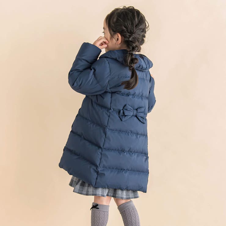 タフタバックリボンAラインダウンコート(90~130cm)[品番：BEBK0010003
