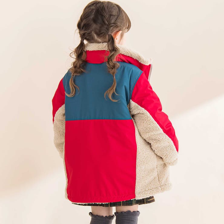 タフタｘボア異素材配色マウンテンパーカー(90~130cm) | Noeil aime BeBe | 詳細画像6 