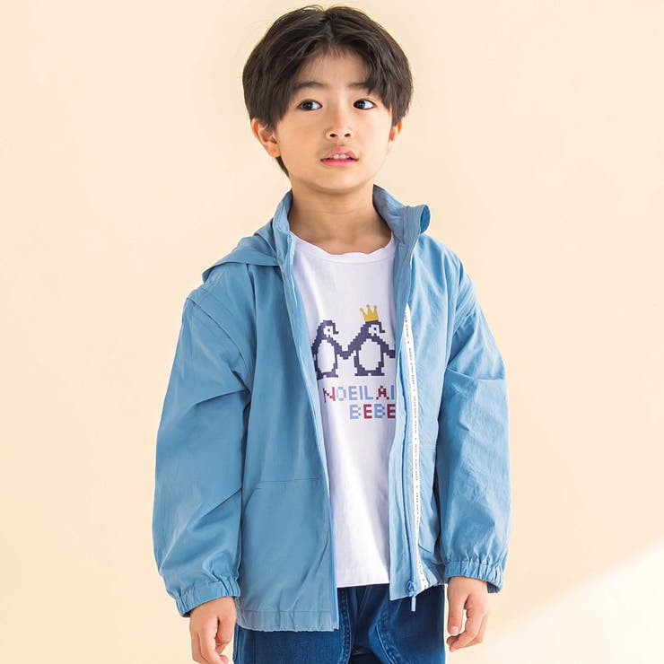 綿ワッシャー袖取り外し2WAYジャケット(90~130cm)[品番