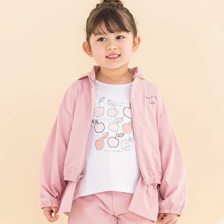 リップルストライプペプラム/フード取り外しジャケット(90~130cm