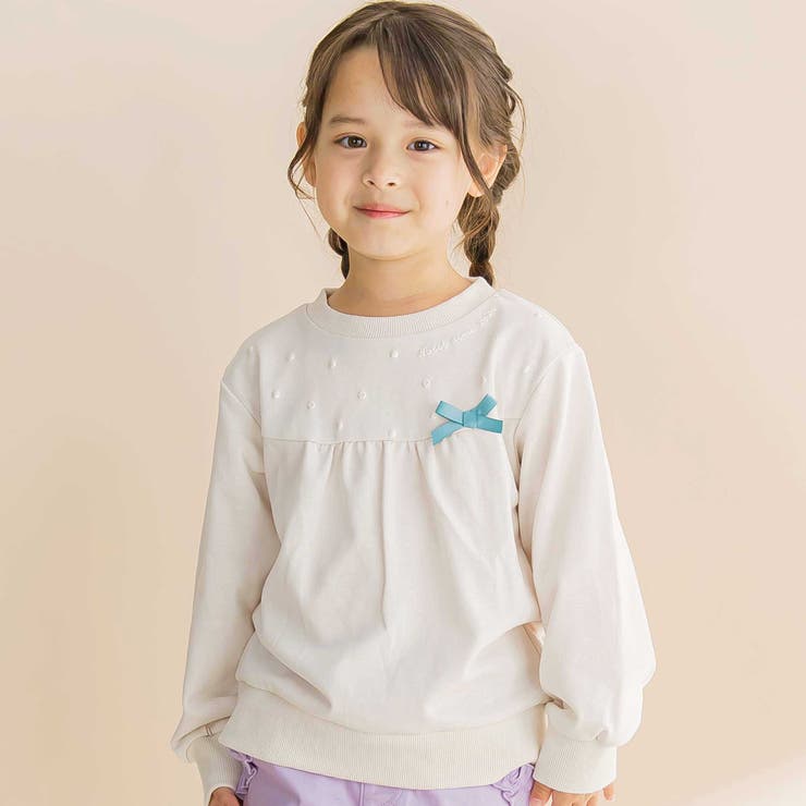 パール風プリントリボン付きインレイトレーナー(80~130cm) | Noeil aime BeBe | 詳細画像1 