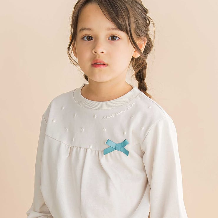 パール風プリントリボン付きインレイトレーナー(80~130cm) | Noeil aime BeBe | 詳細画像3 