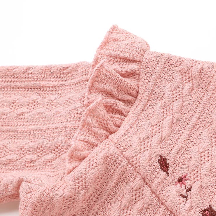 【お揃い】ケーブルJQ袖フリル付きトレーナー(80~130cm) | Noeil aime BeBe | 詳細画像13 