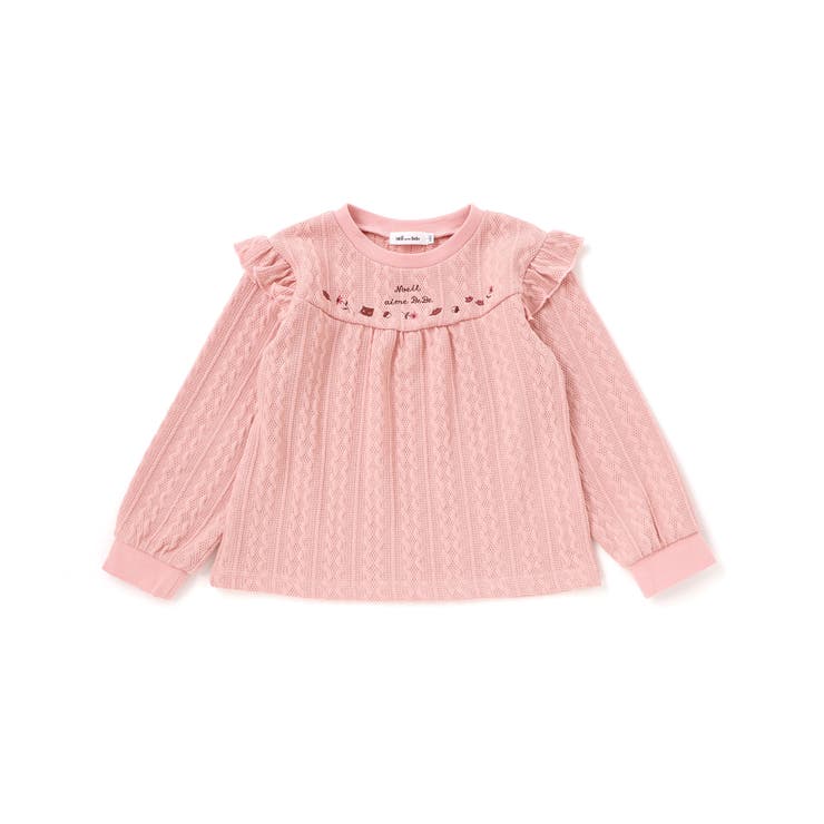【お揃い】ケーブルJQ袖フリル付きトレーナー(80~130cm) | Noeil aime BeBe | 詳細画像9 