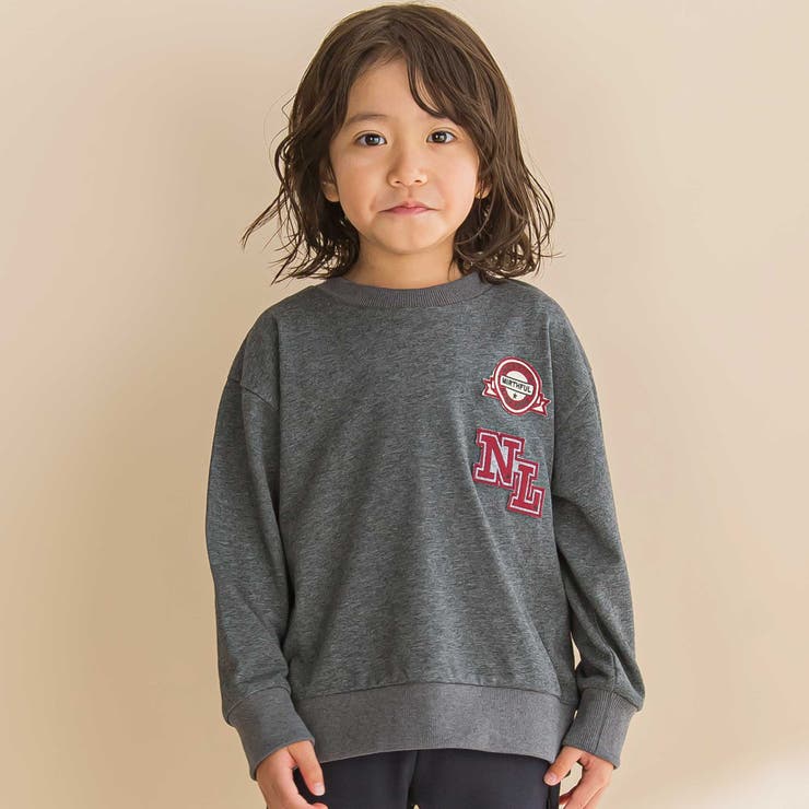 グレー | インレイワッペン付きトレーナー(80~130cm) | Noeil aime BeBe