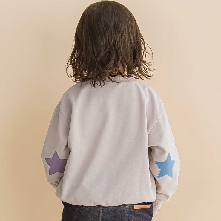 星エルボーパッチ付きロゴ入りインレイトレーナー(80~130cm) | Noeil aime BeBe | 詳細画像4 
